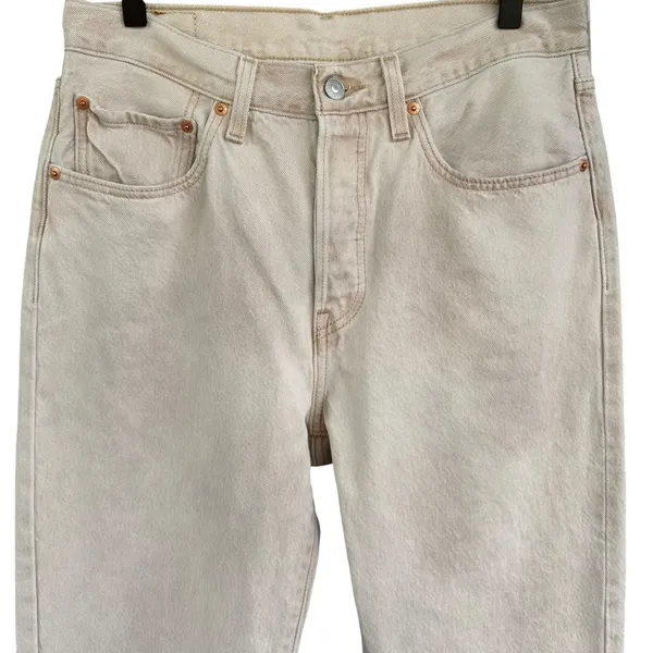 Levis 501 Original Fit Jeans Tan Sand Beige Cotton Straight Leg Women W30 L30 - Image 3