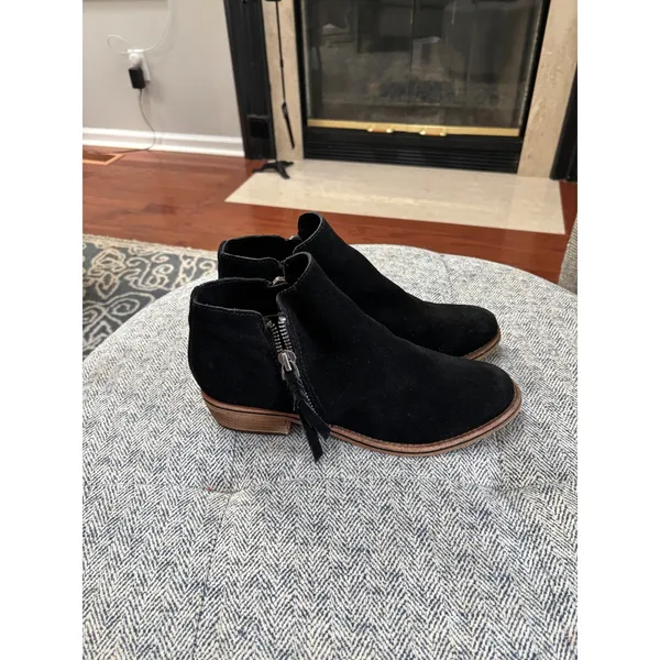 Dolce Vita Black Suede Ankle Booties Dual Zip Tassel Boots Size 10 - Image 2