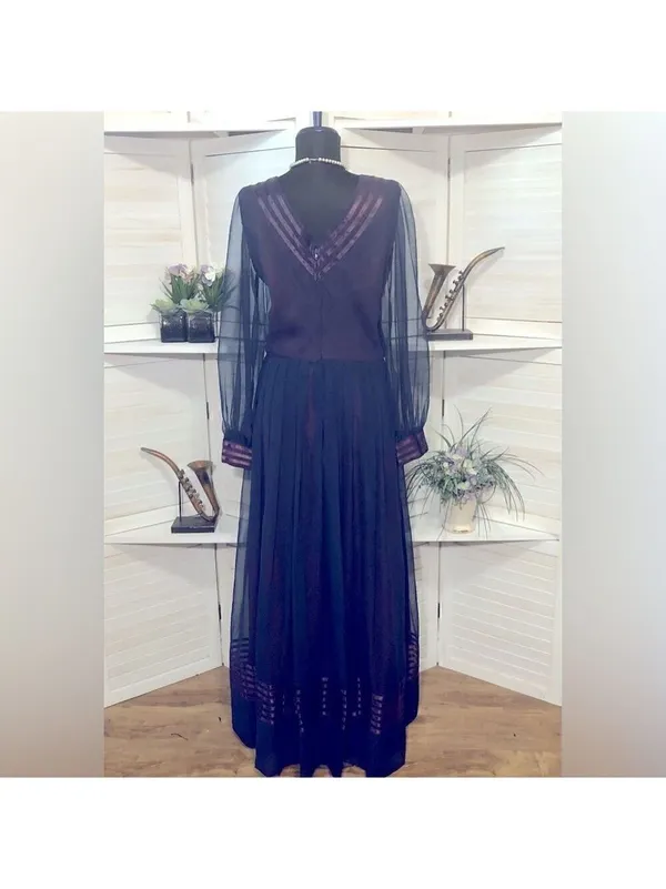 Vintage Lace Maxi Dress Purple whimsigoth dark fairy Ren Fair Victorian Glam M - Image 5