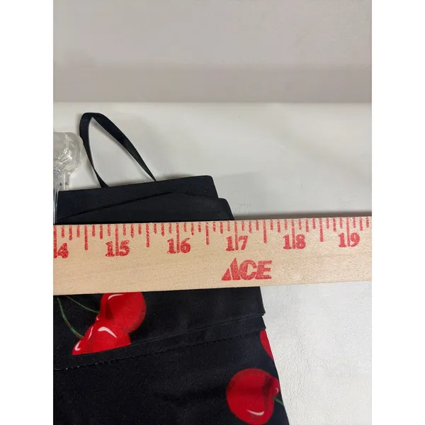Belle Poque Black Cherry Print A-Line Swing Skirt Rockabilly Pin Up Size Large - Image 5