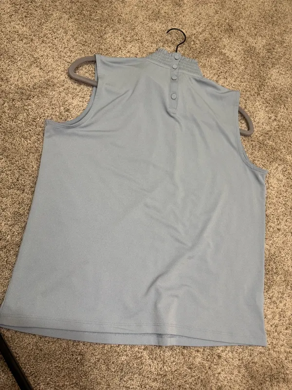 Ann Taylor Light Blue Mock Neck Sleeveless Blouse Size M - Image 2