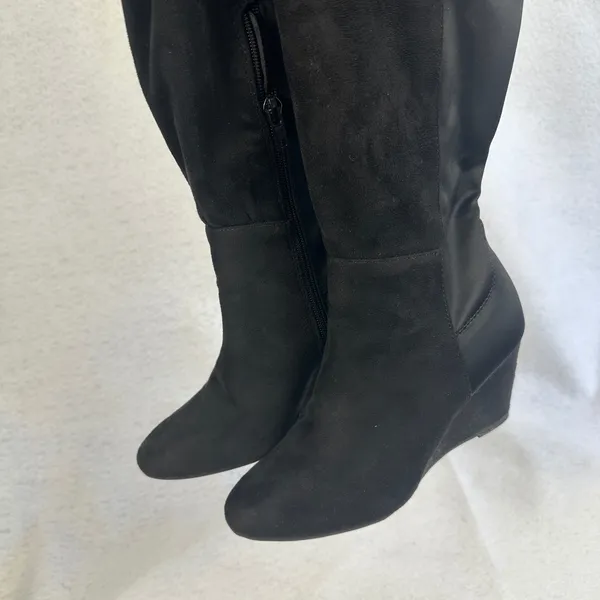 Zigisoho Black Suede Over The Knee Wedge Boots‎ Womens 6 Streetwear - Image 7