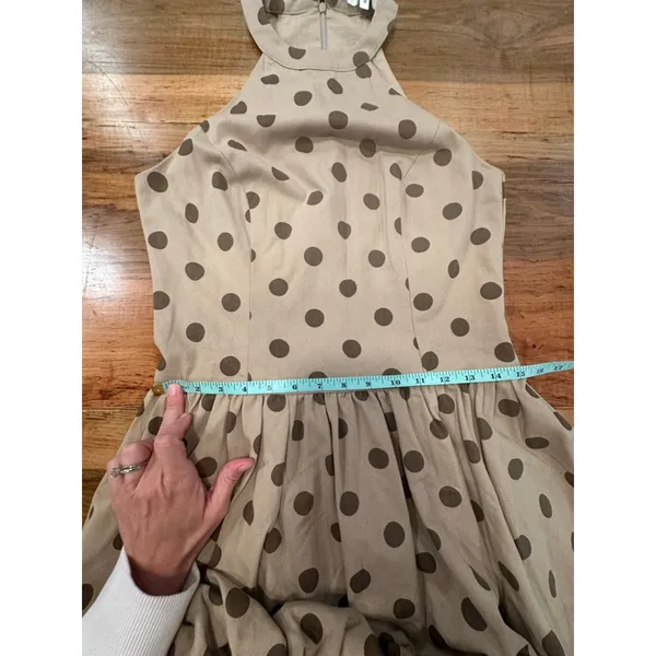 Klesis Vault 206 Taupe Polka Dot Halter Bubble Hem Mini Dress - Size M - Image 14