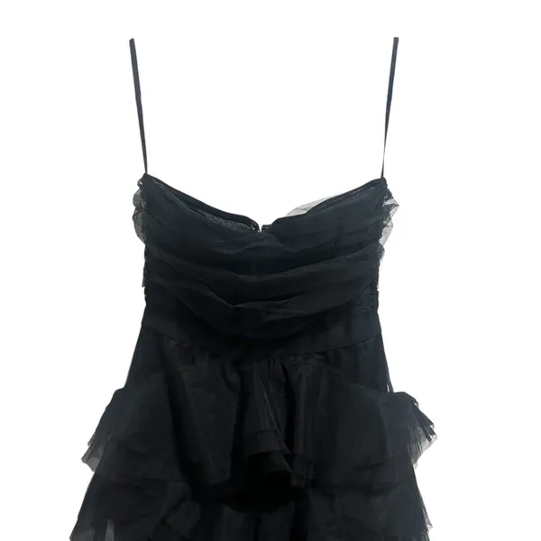 NEW NWT Michael Costello X Revolve Alai Strapless Tulle Maxi Gown In Black - Image 4
