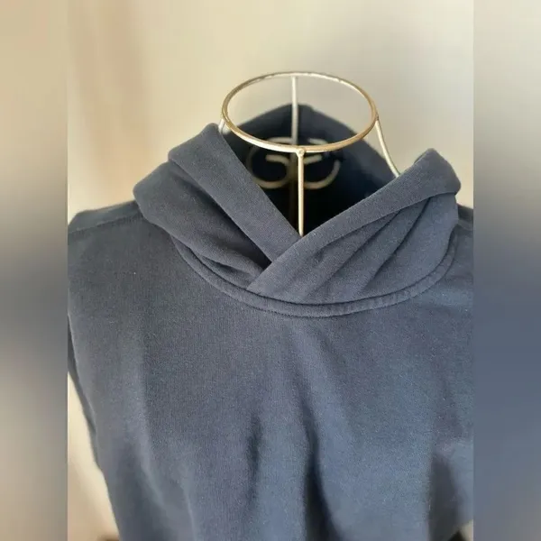 Abercrombie & Fitch Hoodie Sweatshirt Striped Sleeves Size S Navy - Image 8