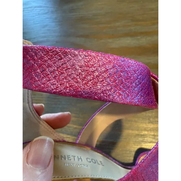 Kenneth Cole‎ Brooke Cross Metallic Purple Snake Heels 6.5 | Strappy Stiletto - Image 14