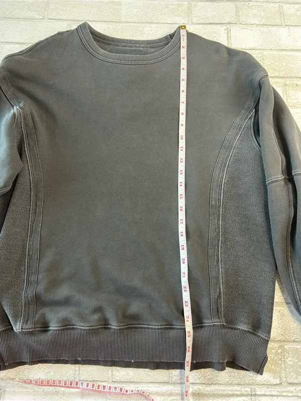 Aerie Crocheted back Oversized Woman’s Crewneck Sweatshirt - Charcoal Gray - Image 5