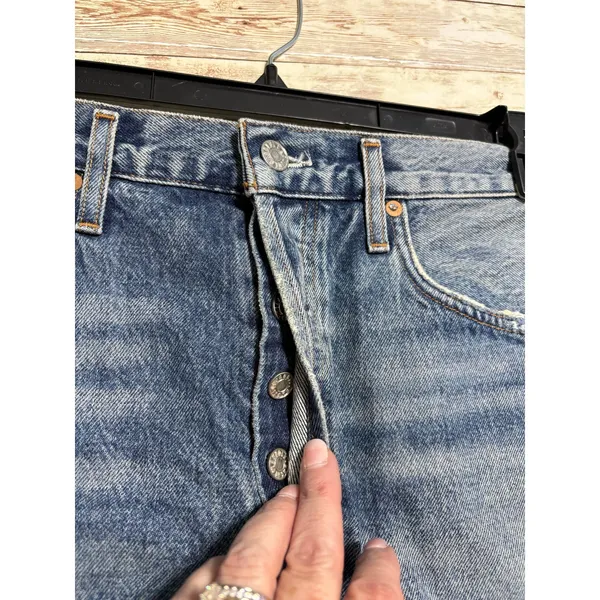 AGOLDE Parker Vintage Cut Off Denim Shorts Size 29 Distressed Button 3" Jorts - Image 5