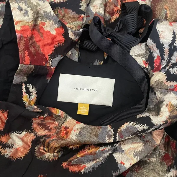 Anthropologie LEIFSDOTTIR Adelita Floral Brocade Metallic‎ Dress Party Size 2 - Image 10