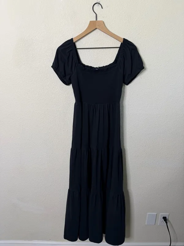 Anthropologie Daily Practice Tiered Black Maxi Dress Womens Size XS - Image 3
