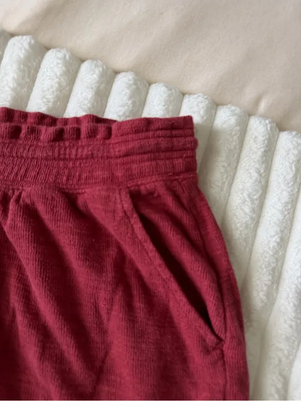 Aerie Women’s Casual Drawstring Knit Shorts - Burgundy - Image 4