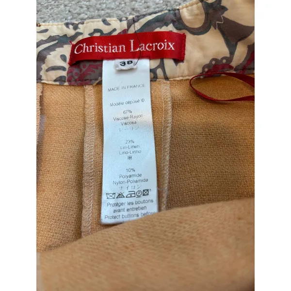 Vintage 90s Christian Lacroix Wide Leg Trousers Women 38 Orange Linen Blend‎ 29W - Image 2