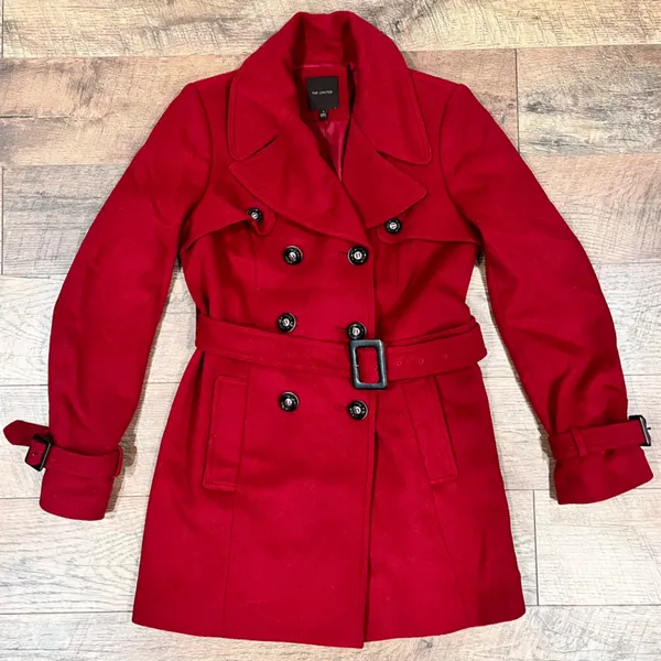 The Limited Red Wool Belted Pea Coat - Image 9
