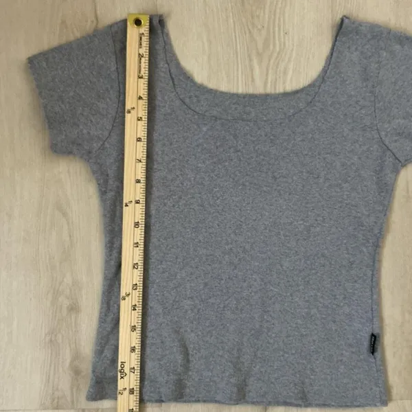 Gray First Lady‎ Short Sleeve Scoop Neck Top Tee Basic Casual - Image 5
