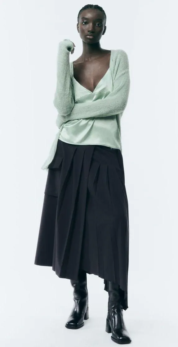 ZARA NWT MATCHING KNIT CAMISOLE TOP in sea green. Size large - Image 2