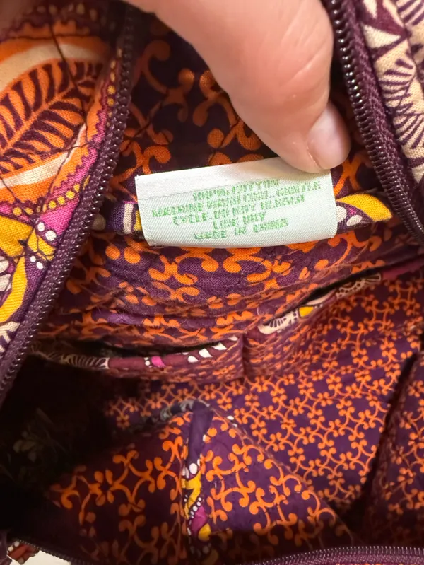 Vera Bradley Safari Sunset Paisley Design Medium Duffel Bag Purple Orange - Image 7