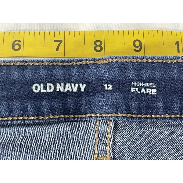 Old Navy Women’s WOW Flare High-Rise Blue Denim Flared Jeans Size 12 - Image 8