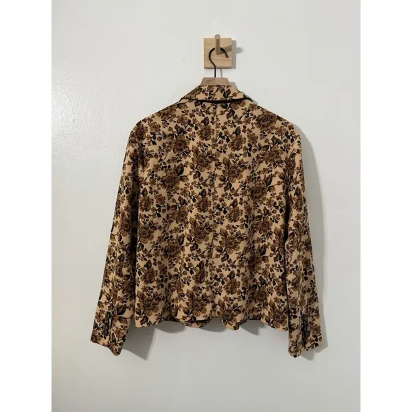 Free People Cali Floral Print Boxy Single Breasted Blazer Sm Boho Neutral - Image 6