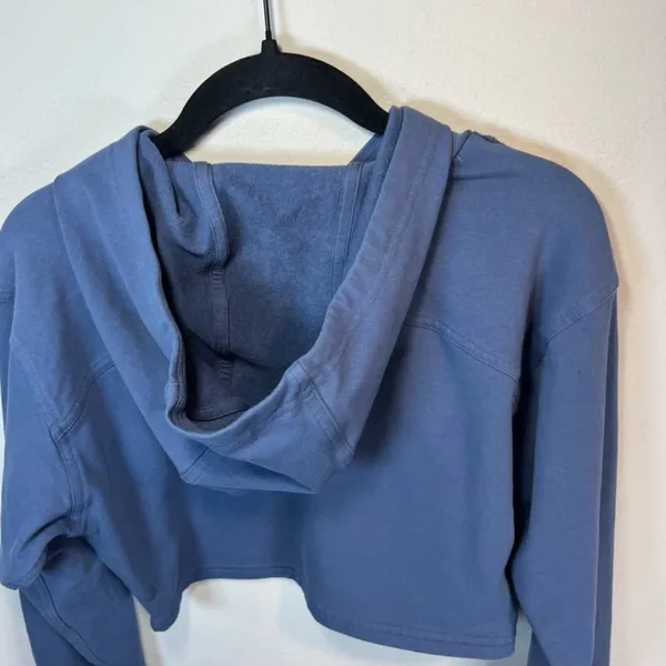 Lululemon All Yours Cropped Hoodie Shirt Ink Blue Pullover Stretch Logo Sporty 4 - Image 15