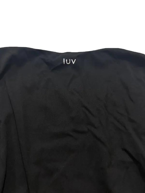 MW Luv (Made With Luv) Black Long Sleeve Wrap Crop Tie Waist V Medium Women's - Image 2