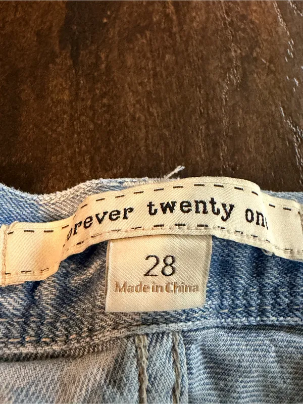 Forever 21 Light Wash Distressed Denim Shorts - Image 3