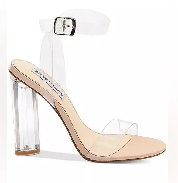 Steve Madden Camille Lucite Clear Block Heel Dress Sandals Size 8 - Image 4