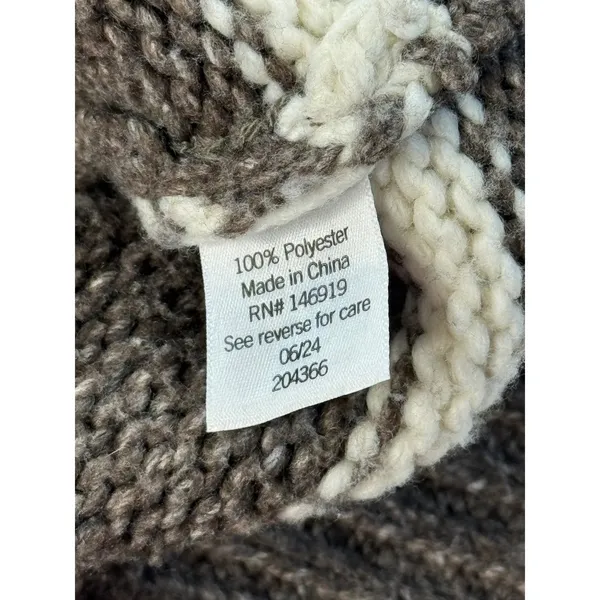 LC Lauren Conrad Brown Cream Striped Cable Knit Sweater‎ XXL Pullover Crew Neck - Image 7