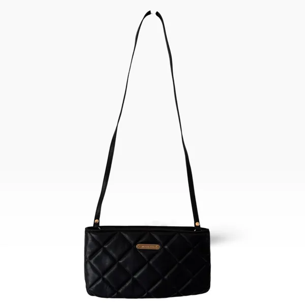 Michael Kors Black Quilted Leather Purse Small Clutch Credit Card Pockets - Image 2