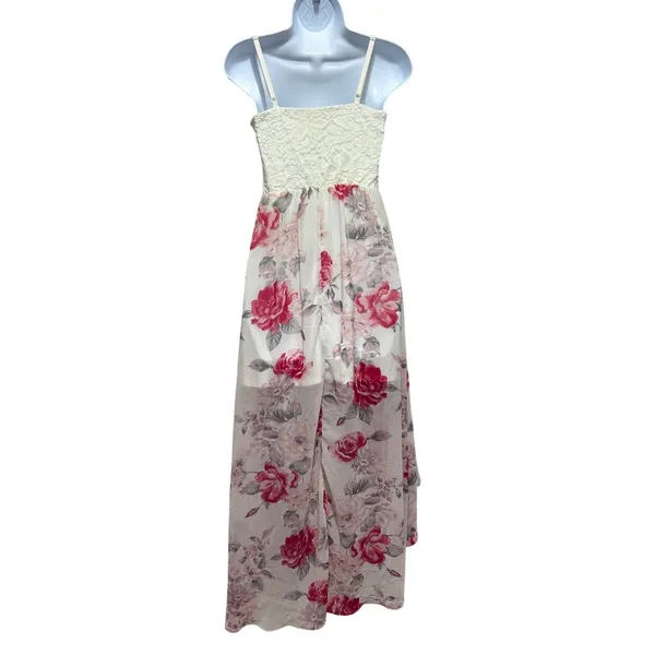 Lily Rose Babydoll Cottage Maxi Dress‎ S Floral Lace Chiffon Y2K Coquette Fairy - Image 3