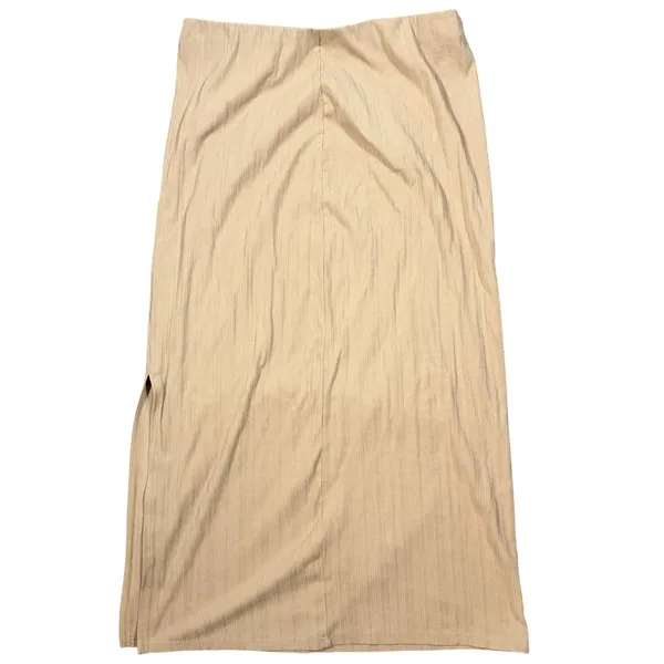 Abound Ribbed Maxi Skirt Womens XL Beige Elastic Waist Back Slit Cotton Blend - Image 5