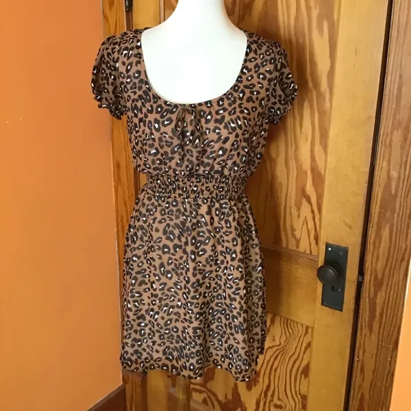 Evolutionary Apparel Leopard Print Dress | Short Sleeve Animal Print Mini - Image 11
