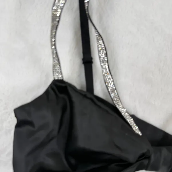 Victorias Secret Very Sexy Unlined Shine Strap Bralette Black S 11230619‎ - Image 2