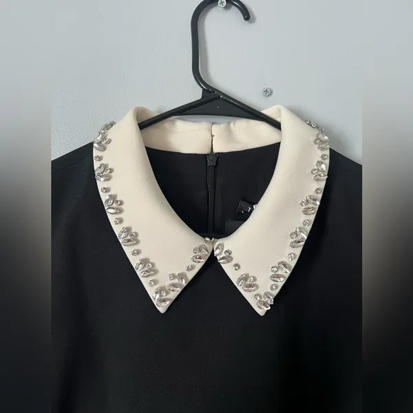NEW J. Crew Black Mini Dress with White Collar - Image 8