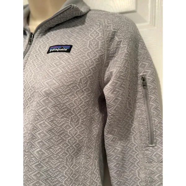 Patagonia Women Gray 1/4 Zip Fleece Pullover Geometric Diamond Knit XS 25618 - Image 3