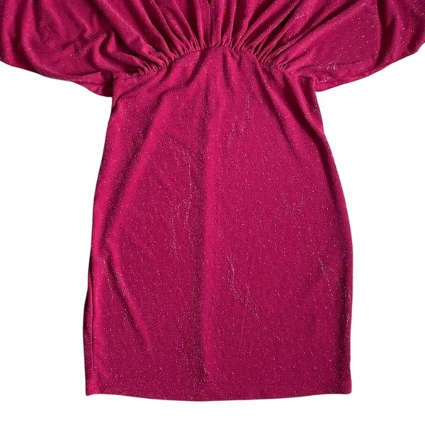 Barbie Pink Glitter Dolman‎ Sleeve Cinched Waist Mini Dress Womens Medium - Image 10