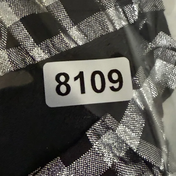 J.‎ Crew Metallic Silver Gingham Ruffle Neck Puff Sleeve Top CF117 Black Womens - Image 14