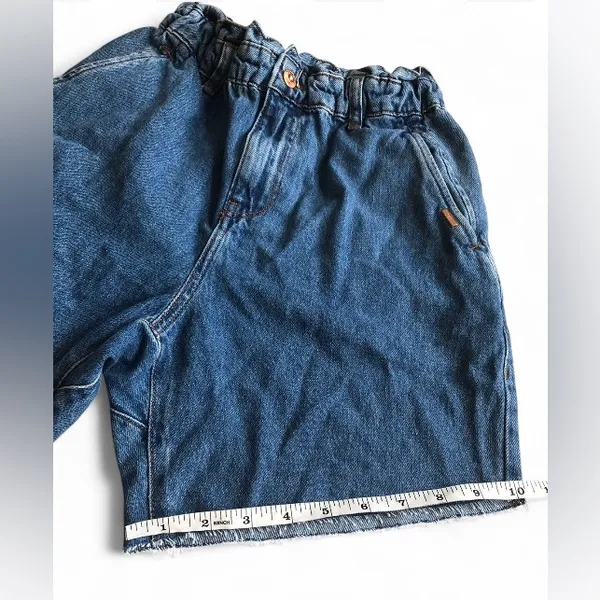 Zara Women's short Blue 100% Cotton with elastic waist Size 2 - Image 9