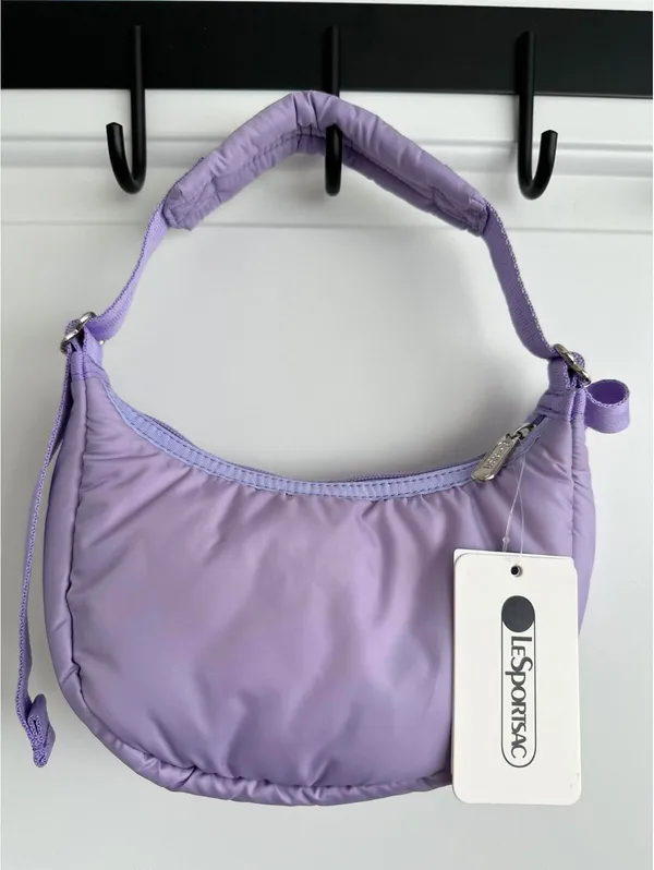 LeSportsac Mini Sheen Crescent Shoulder Bag Lavender Purple Lilac NWT - Image 5