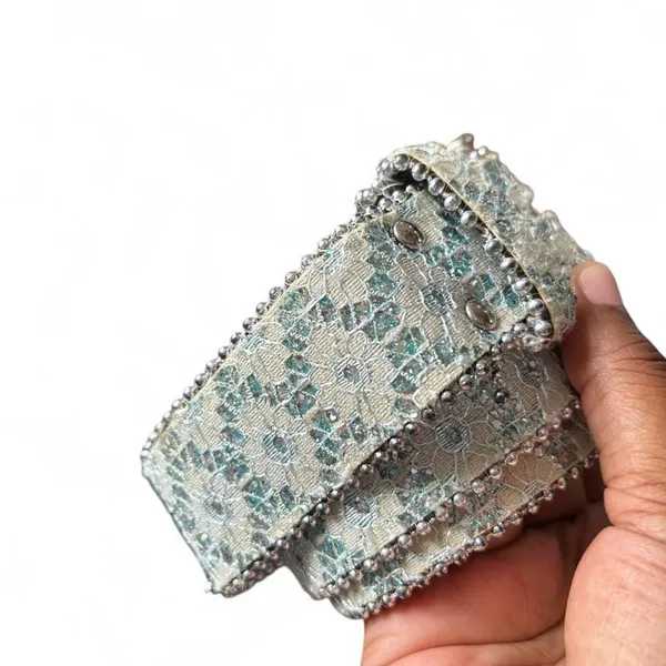 Y2K Waist Belt Silver Blue Mesh Sequin Beaded Boho Fairycore Capsule Wardrobe - Image 3