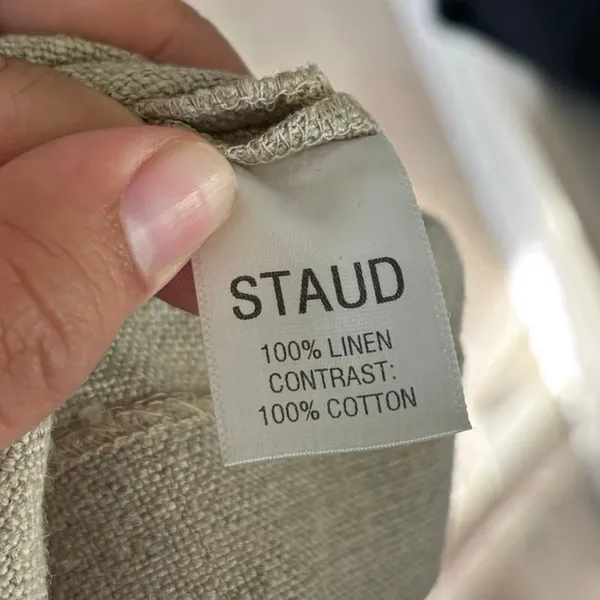 Staud 100% Linen Beige Wide Leg Jumpsuit Belt Missing Size 6 - Image 5
