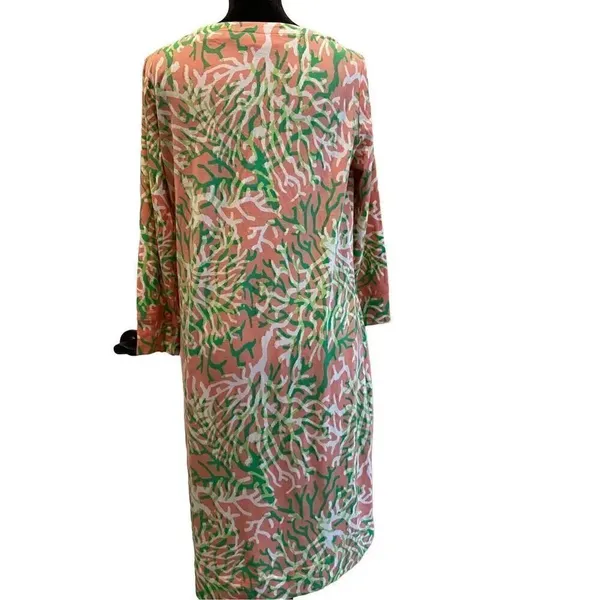 Crown & Ivy Beach Long Sleeve Pink/Coral and Green XS Mini Dress - Image 2