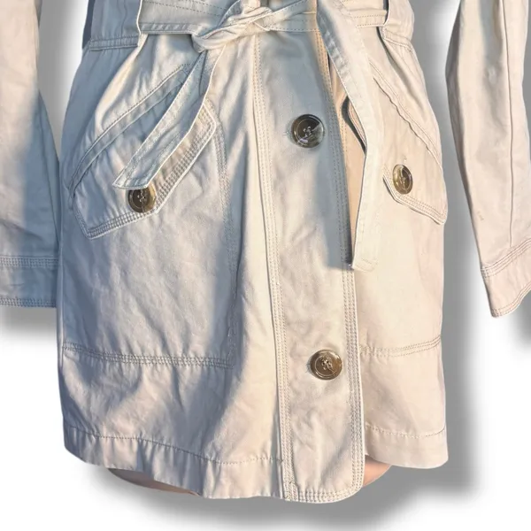 Gap‎ Beige Cotton Hooded Trench Coat Utility Jacket Women Small Lightweight - Image 5
