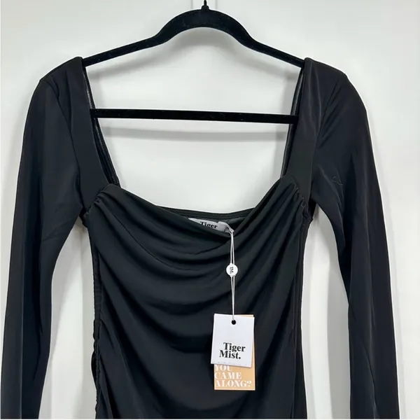 Tiger Mist Black Porto Long Sleeve Bodycon Ruched Mini Dress NEW SMALL - Image 3