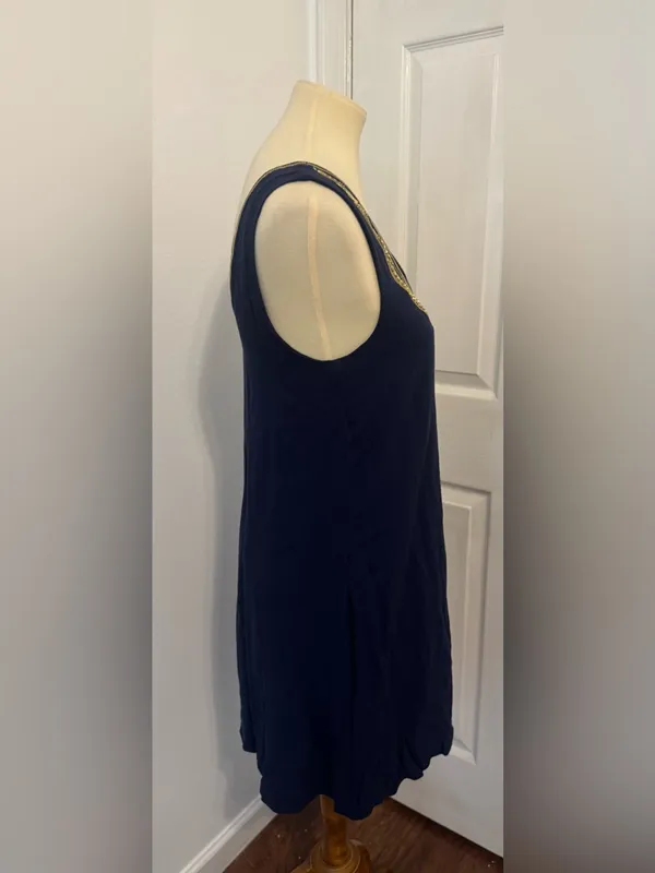 Lilly Pulitzer Owen Trapeze Swing Dress Gold Embellishment Resort Preppy Small - Image 3