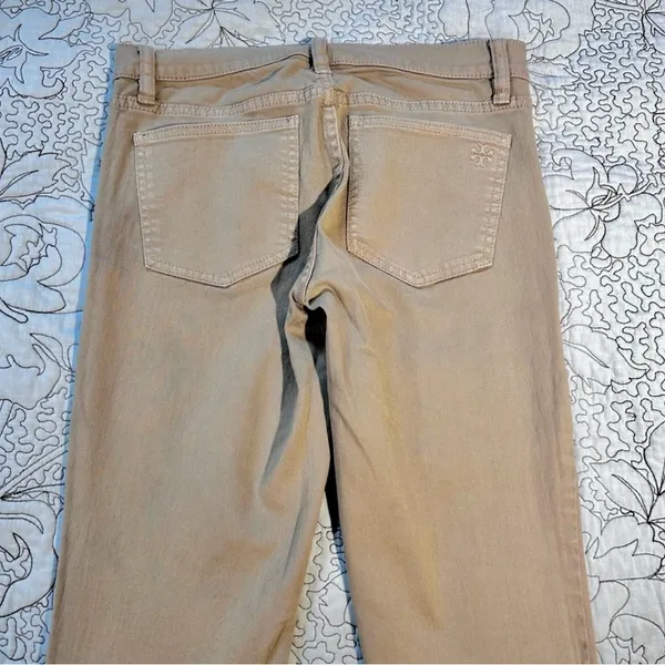 Tory Burch Emmy Beige Slim Ankle Pants Gold Snap Detail Stretch Sz 26💛 - Image 10