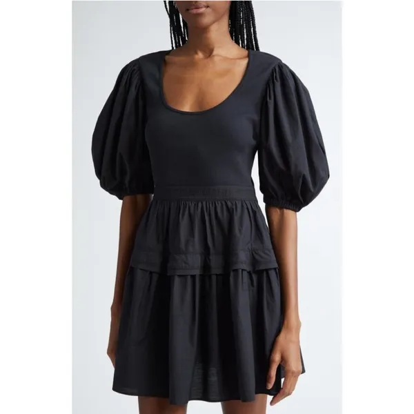 New! Ulla Johnson Tilda Mixed Media‎ Minidress in Black Sz Medium $390 - Image 3