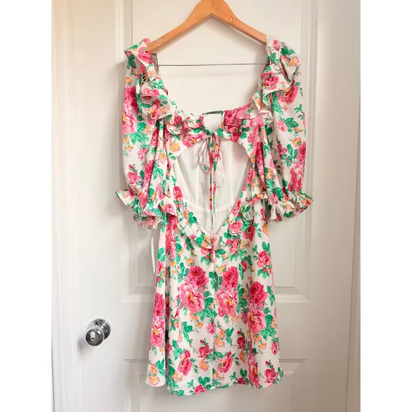 For Love & Lemons NEW Imogen Mini Dress‎ Large Floral Victorian Fate Summer - Image 4