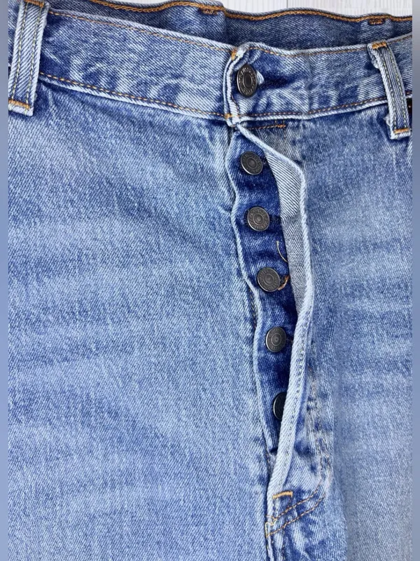 Levi's 501 High Rise Raw Hem Straight Leg Jeans | Light Wash - Image 5