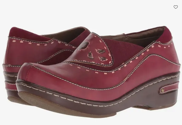 Spring Step L'Artiste Burbank Red Leather Floral Clogs Women EU 39 US 8 Wedge - Image 2