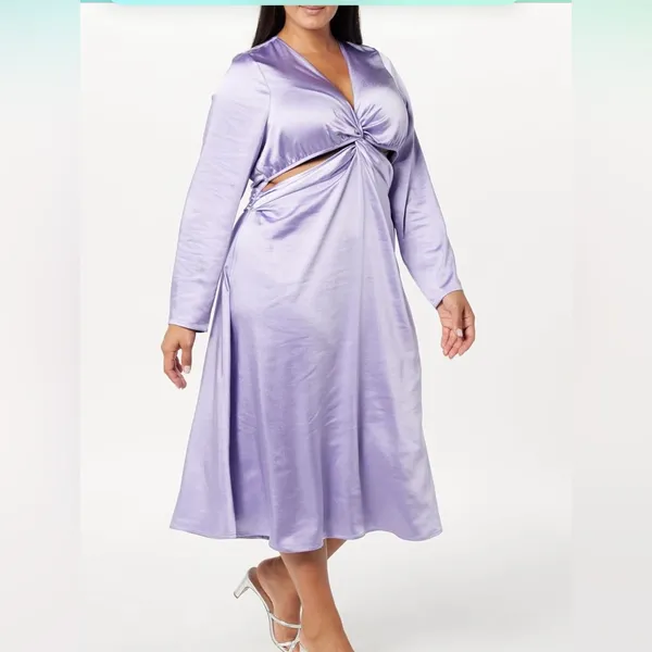 The Drop Violeta cut out silky dress Lavender. Size Large - Image 5